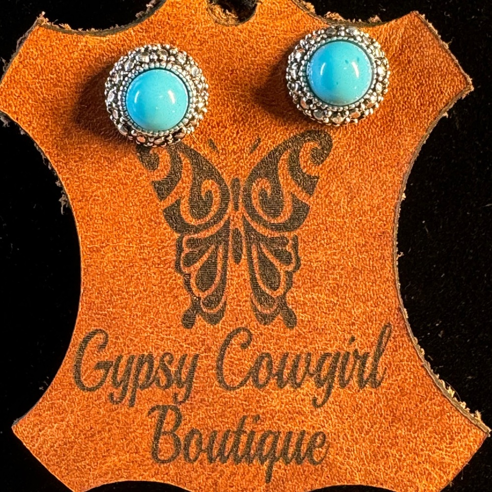 Southwest Style Turquoise Stud Post Fashion Earrings - Picture 3 of 7